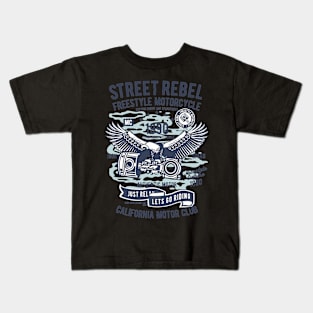 Street Rebel Motorcycle, Vintage Retro Classic Kids T-Shirt